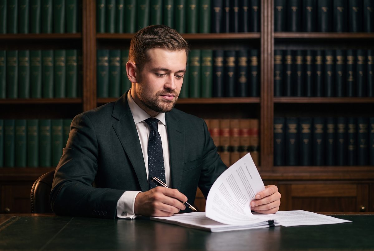 Callum Reid-Hutchings reviewing a case pack at his desk